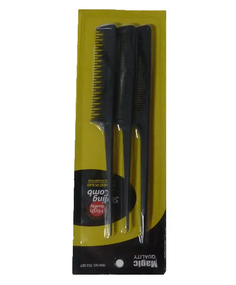 Bee Sales Black Styling Tail Comb TC5 3 Pcs