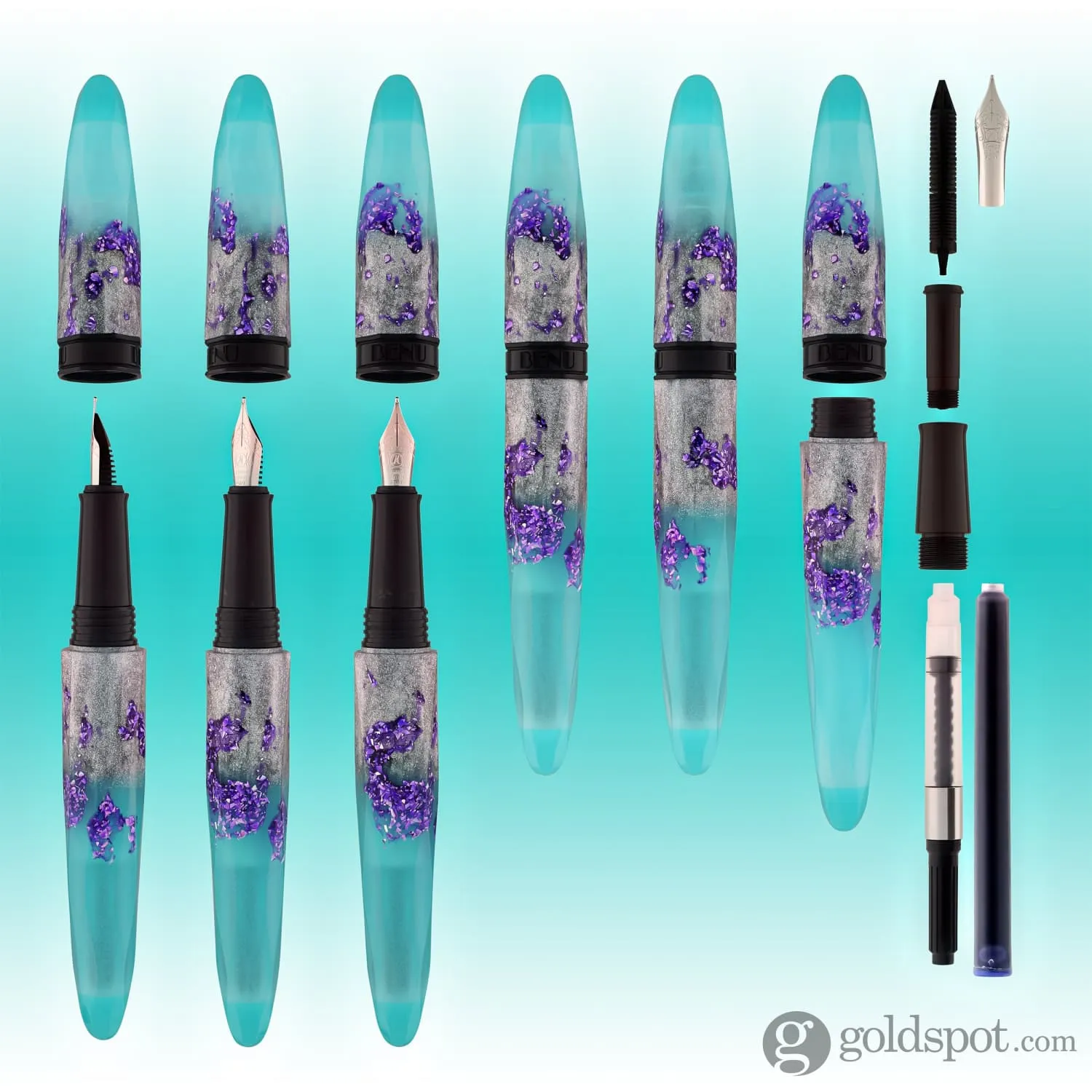 Benu Briolette Fountain Pen in Luminous Lagoon