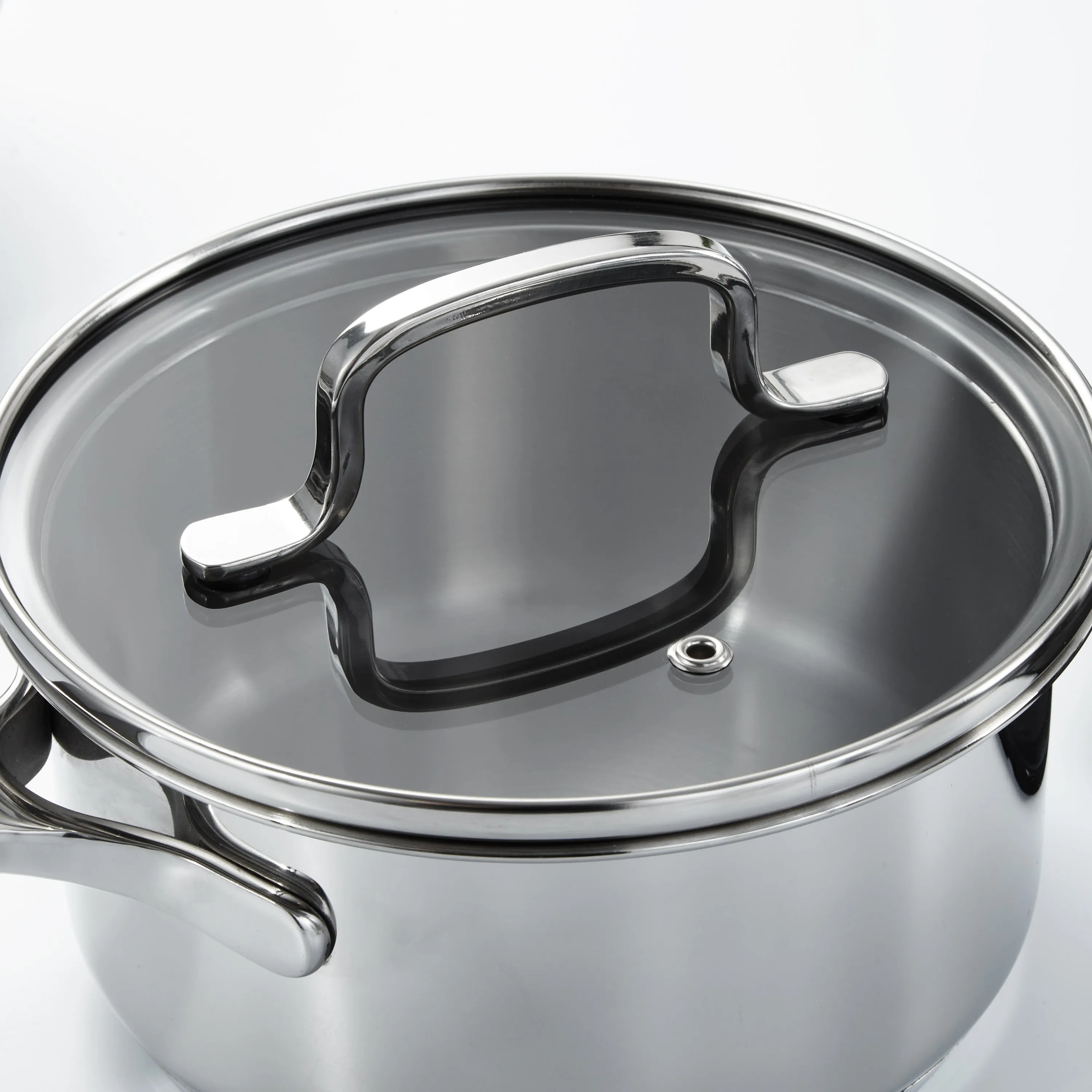 BergHOFF DiNA Helix Recycled 18/10 Stainless Steel 6.5" Saucepan 1.6qt., Glass Lid