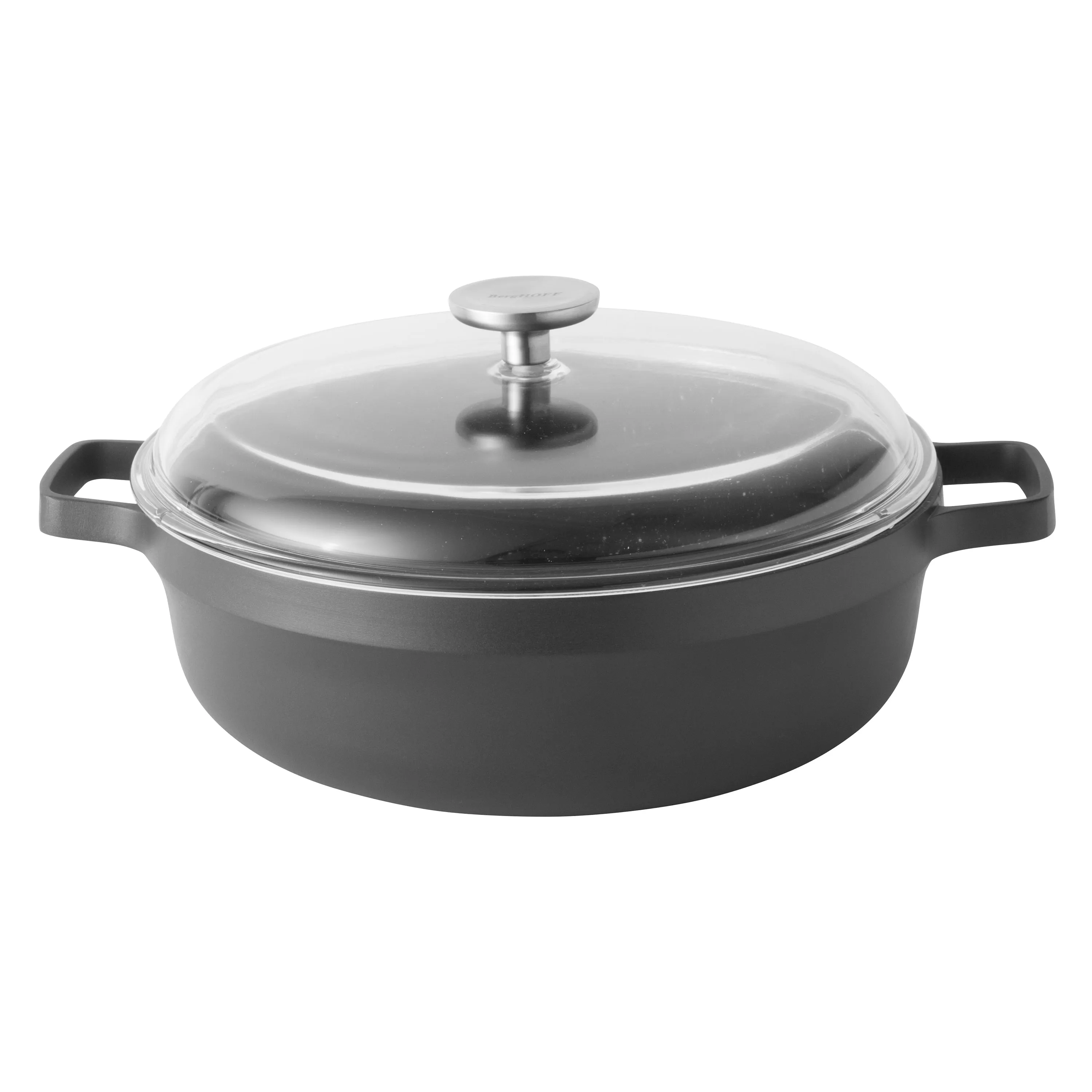 BergHOFF GEM 11" Non-stick Two-Handle Saute Pan 4.9Qt., Black, Glass Lid