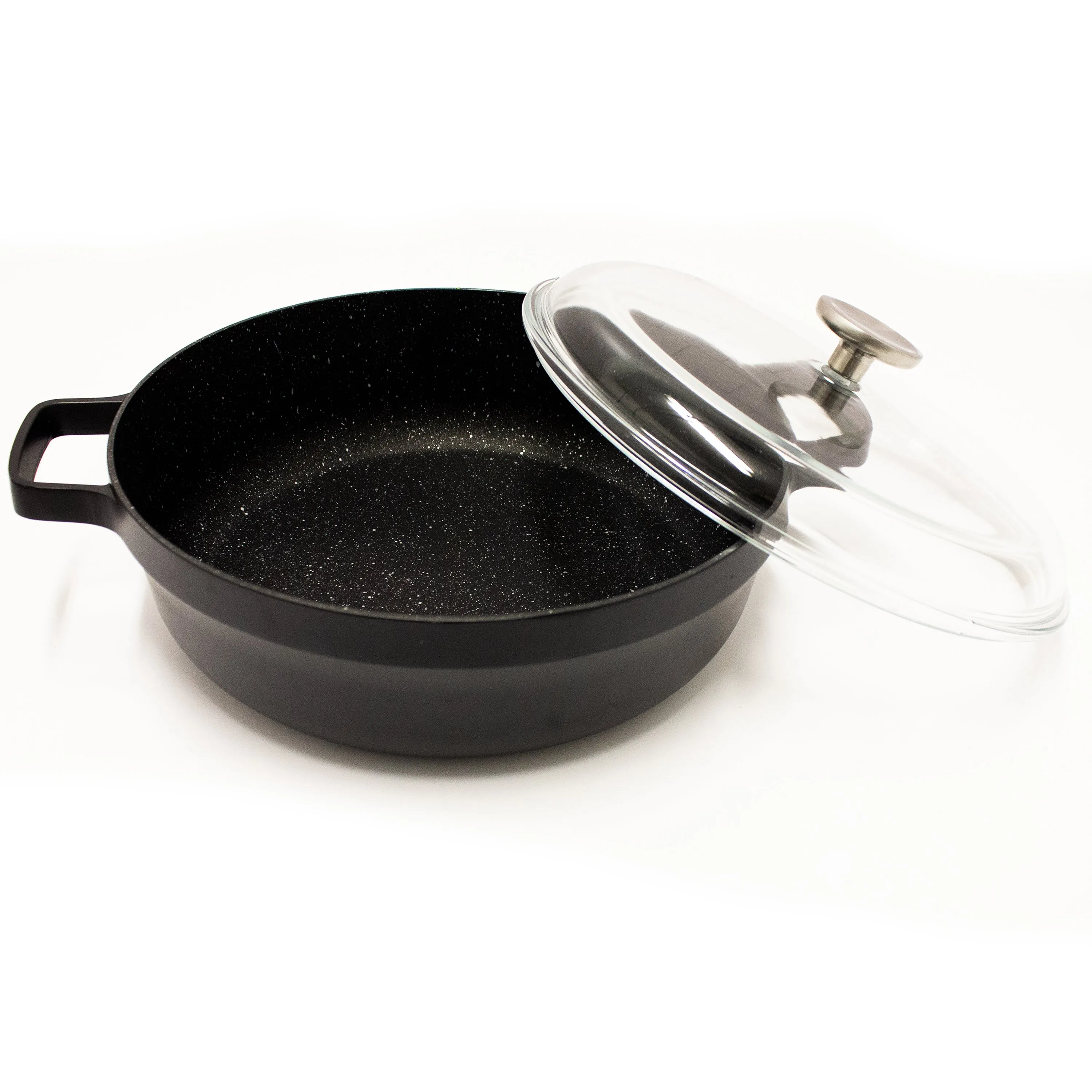 BergHOFF GEM 11" Non-stick Two-Handle Saute Pan 4.9Qt., Black, Glass Lid