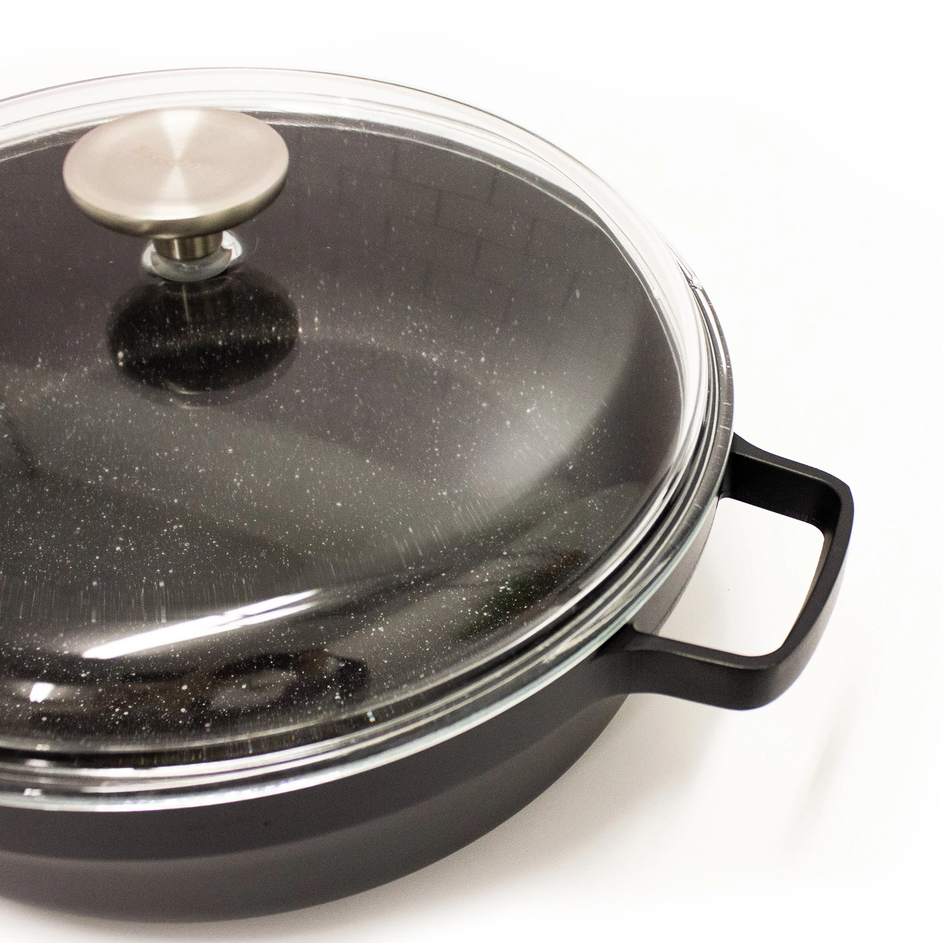 BergHOFF GEM 11" Non-stick Two-Handle Saute Pan 4.9Qt., Black, Glass Lid