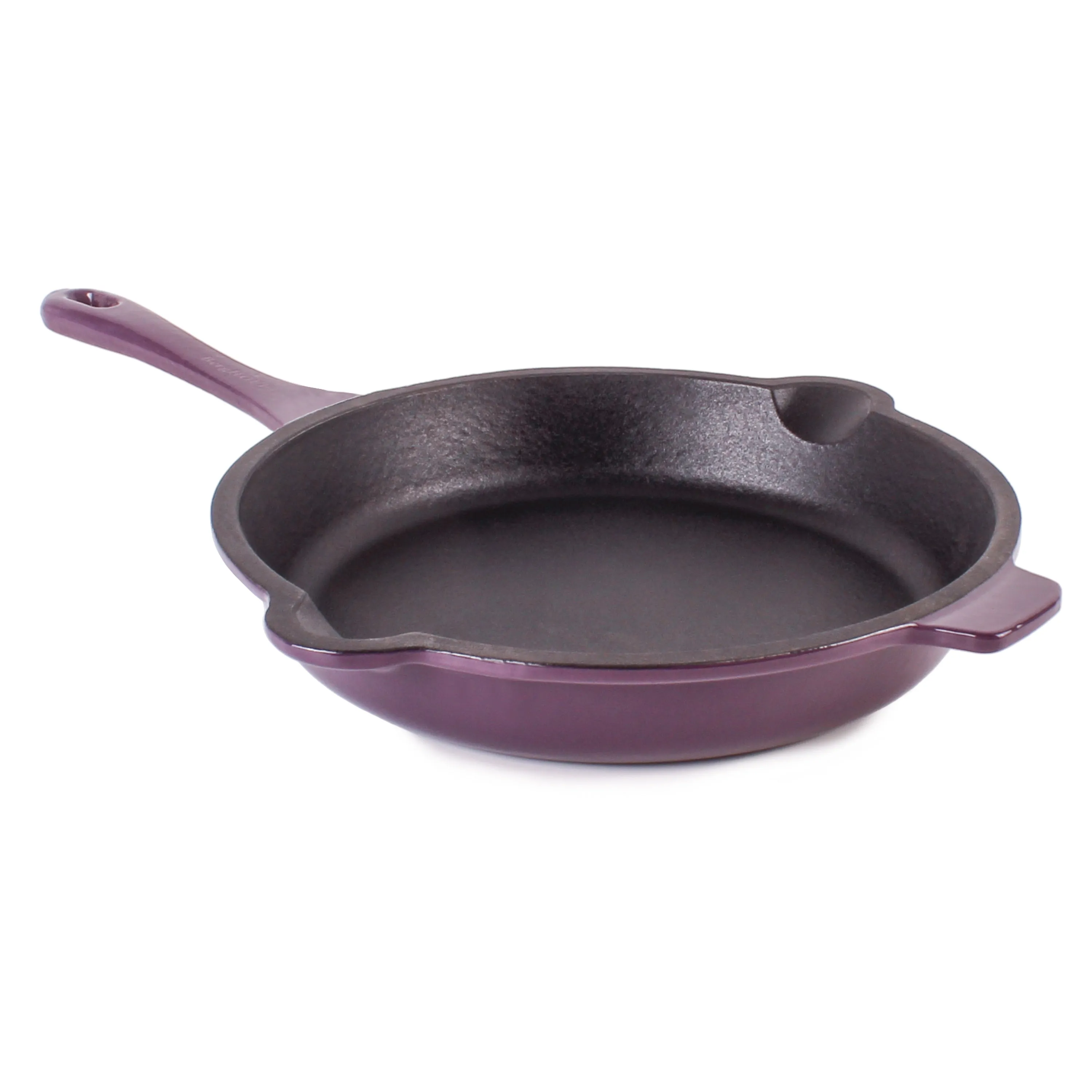 BergHOFF Neo 4pc Cast Iron Cookware Set, Grill Pan, Fry Pan & Oval Dutch Oven, Purple