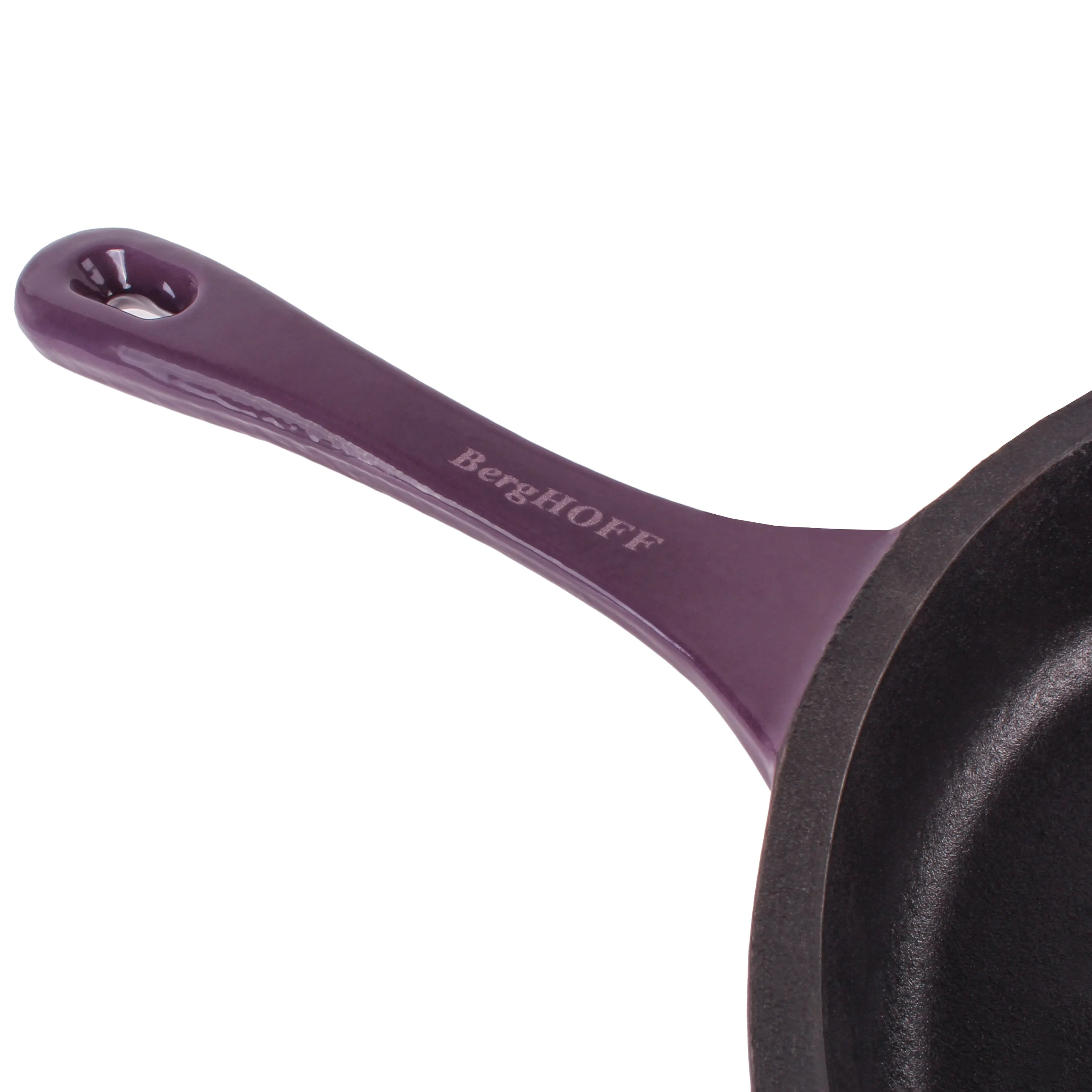 BergHOFF Neo 4pc Cast Iron Cookware Set, Grill Pan, Fry Pan & Oval Dutch Oven, Purple