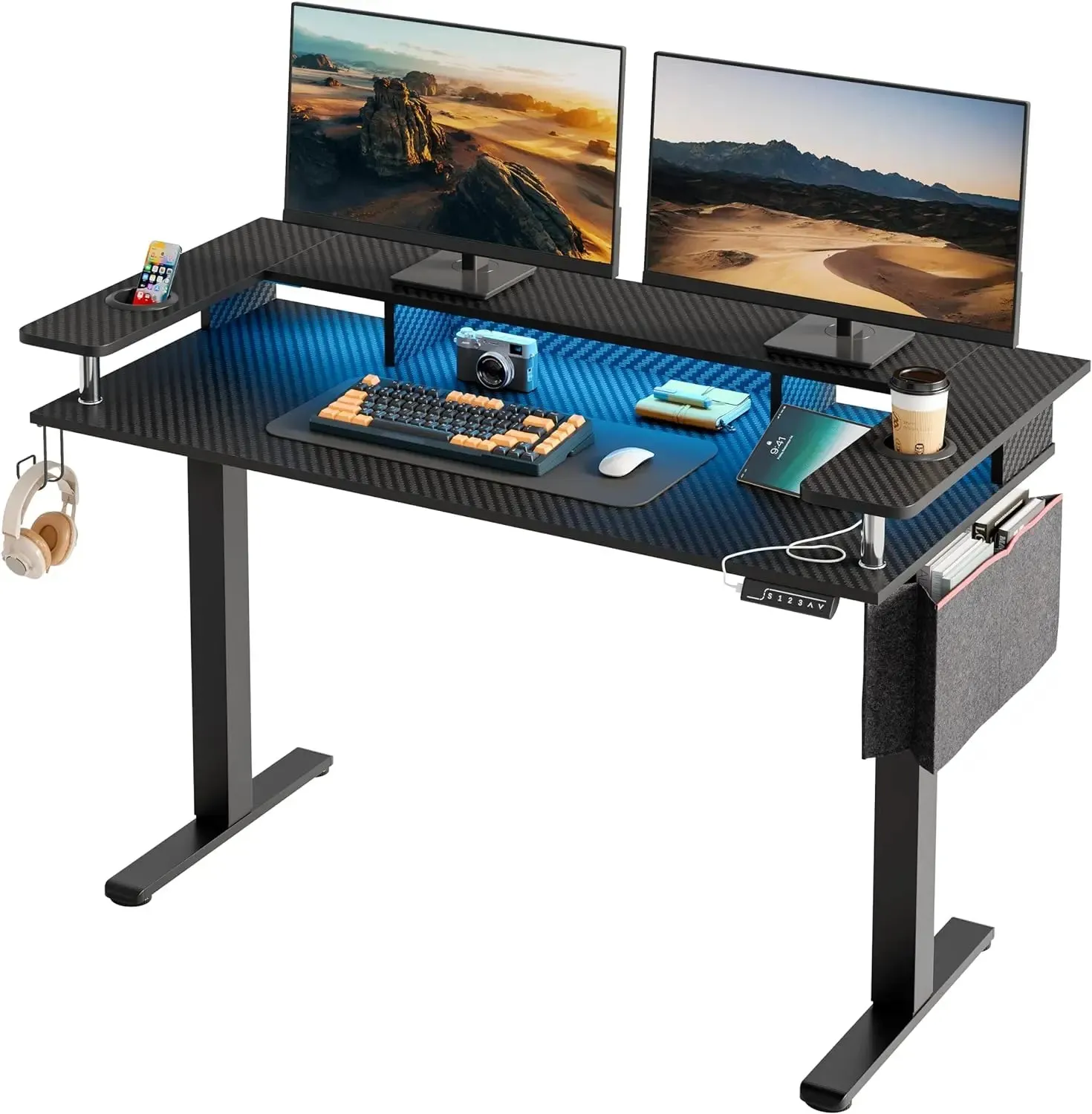 Bestier 58 Inch LED Electric Standing Desk with Monitor Stand