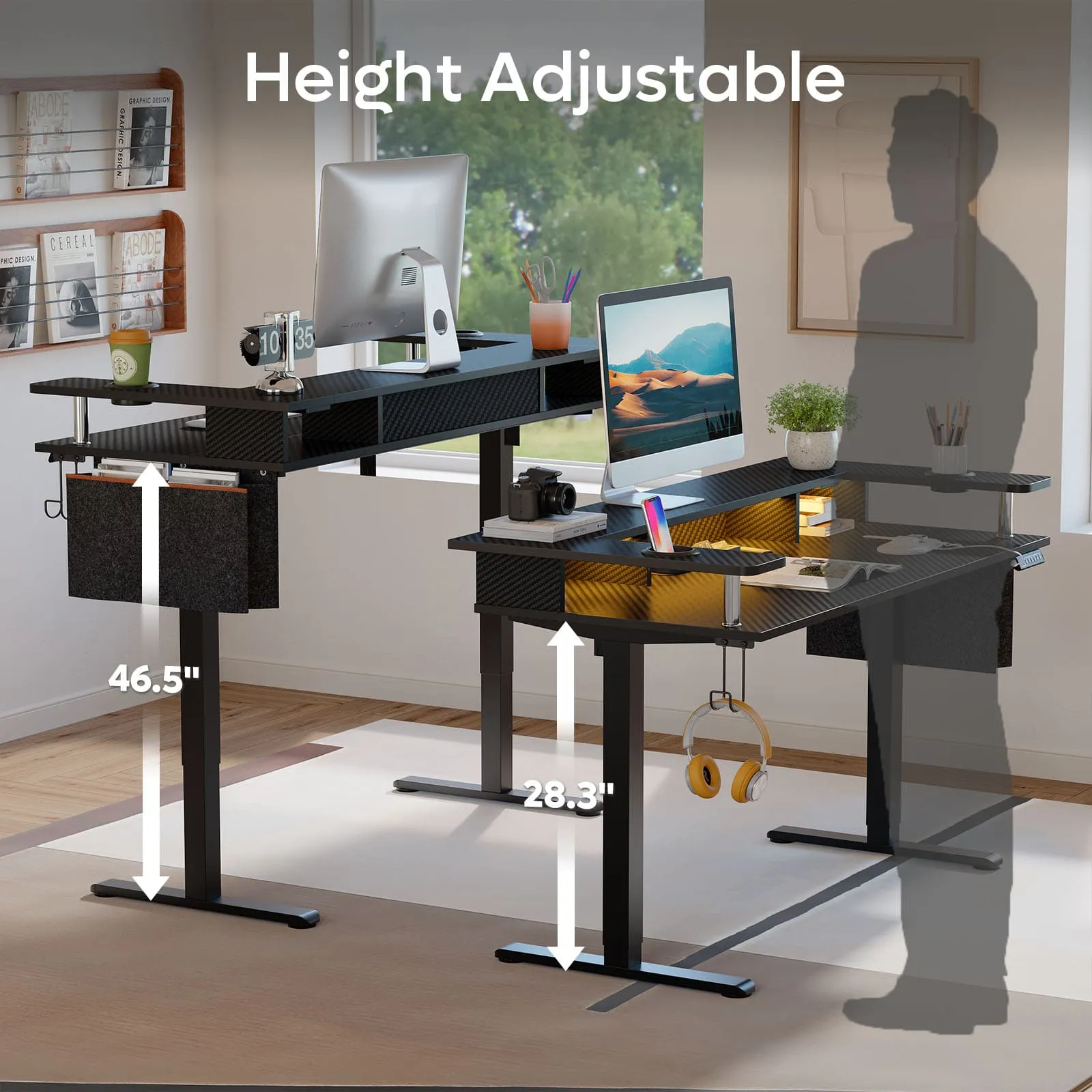 Bestier 58 Inch LED Electric Standing Desk with Monitor Stand