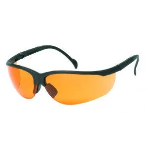 Black Frame - Orange Lens - Soft Rubber Nose Buds - Adjustable Temples Safety Glasses