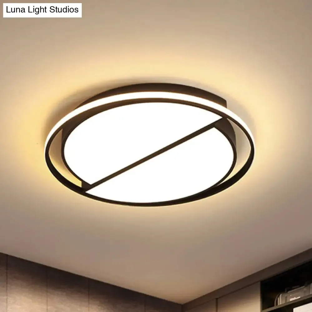 Black LED Flush Mount Half-Circle Acrylic Ceiling Lamp for Study Room