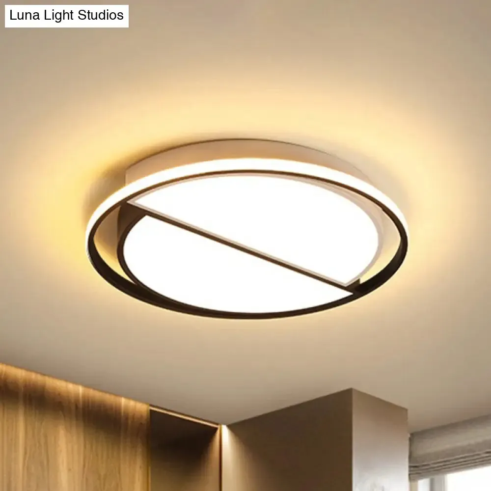 Black LED Flush Mount Half-Circle Acrylic Ceiling Lamp for Study Room