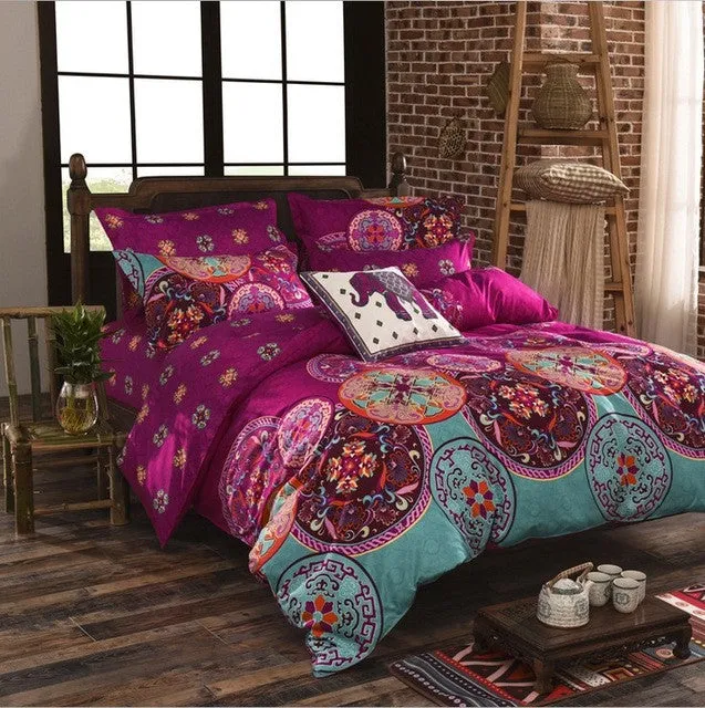 Bohemia 4 /3PCS3d  bedding sets Sham Boho Mandala duvet cover set winter bedsheet queen king size Cotton folk-custom Bed set