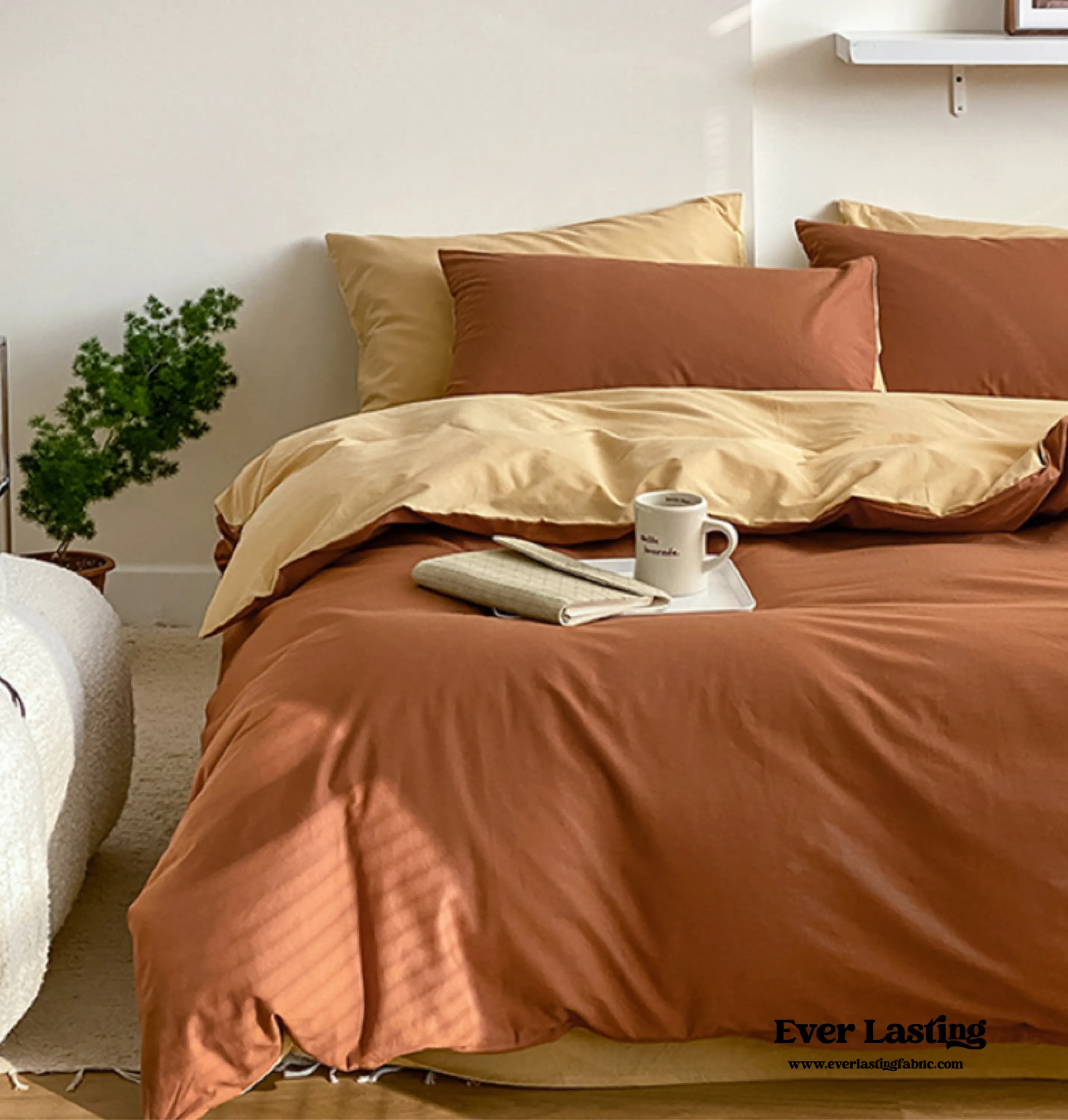 Bold Duo Reversible Bedding Set / Burnt Orange   Custard