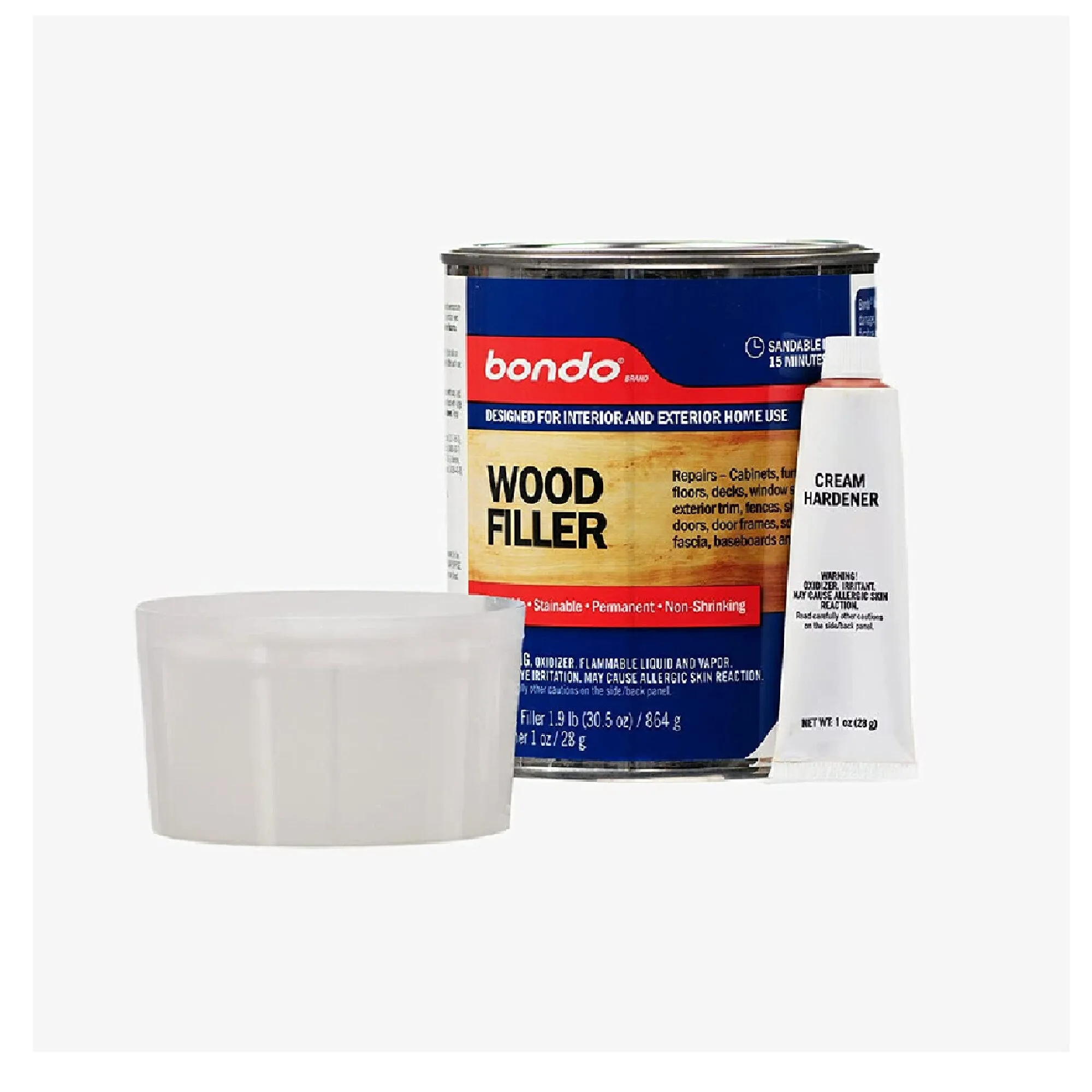 Bondo Home Solutions Wood Filler | Sandable In 15 Min | 1.9 Lbs With 1 oz Hardener