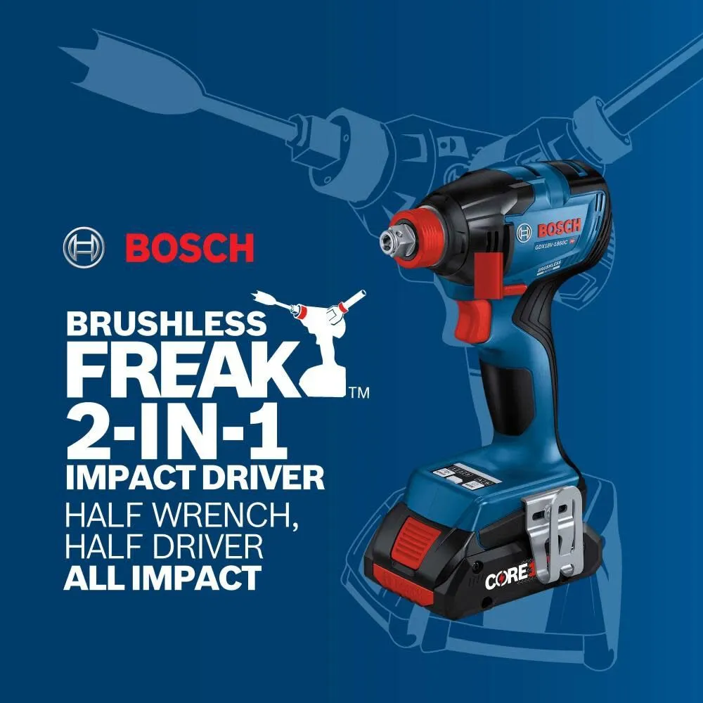 Bosch GXL18V-240B22 18V 2-Tool Combo Kit with 1/2" Hammer Drill/Driver, Two-In-One 1/4" and 1/2" Bit/Socket Impact Driver/Wrench and (2) 2 Ah Standard Power Batteries