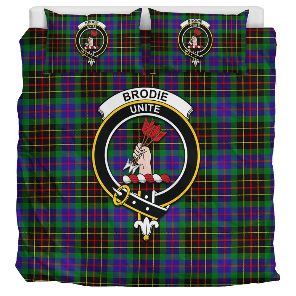 Brodie Hunting Modern Tartan Bedding Set with Family Crest