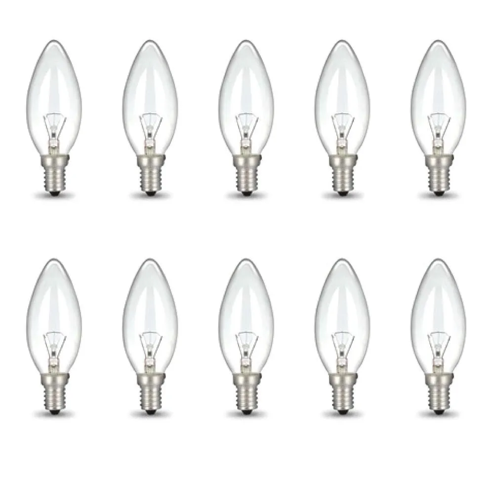 Bulk 10x E14 40W 220V Light Bulbs - C35 Candle Globe For Himalayan Salt Lamp