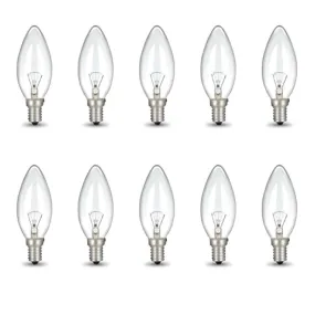 Bulk 10x E14 40W 220V Light Bulbs - C35 Candle Globe For Himalayan Salt Lamp