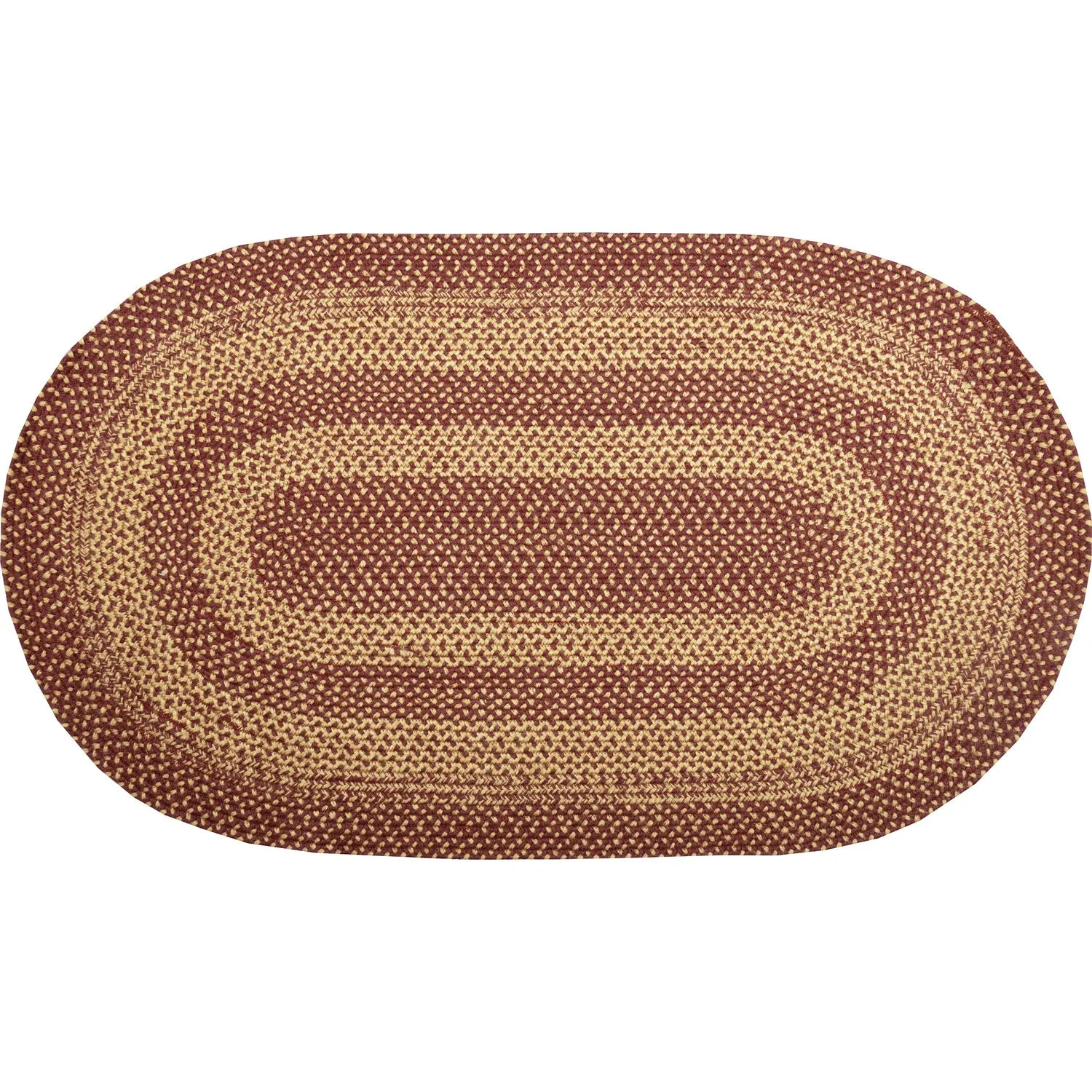 Burgundy Tan Jute Rug Oval w/ Pad 27x48