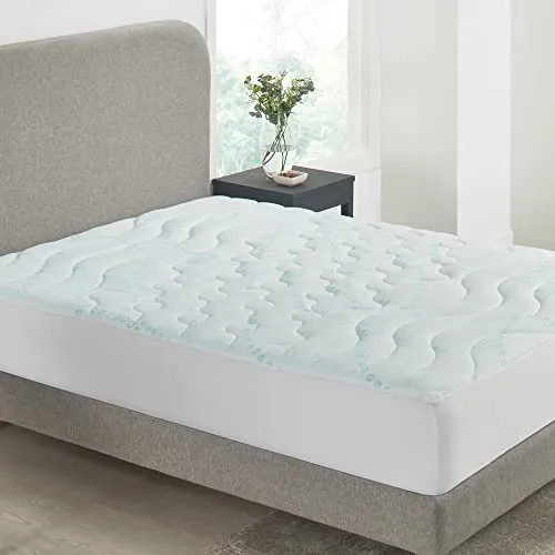 California Design Den Twin Cooling Mattress Pad, 3-Zone Quilted, Deep Pocket, Machine Washable, White