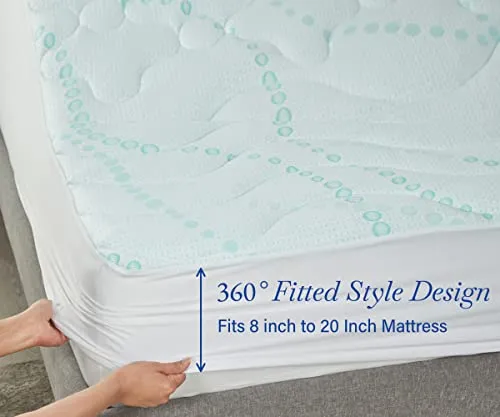 California Design Den Twin Cooling Mattress Pad, 3-Zone Quilted, Deep Pocket, Machine Washable, White