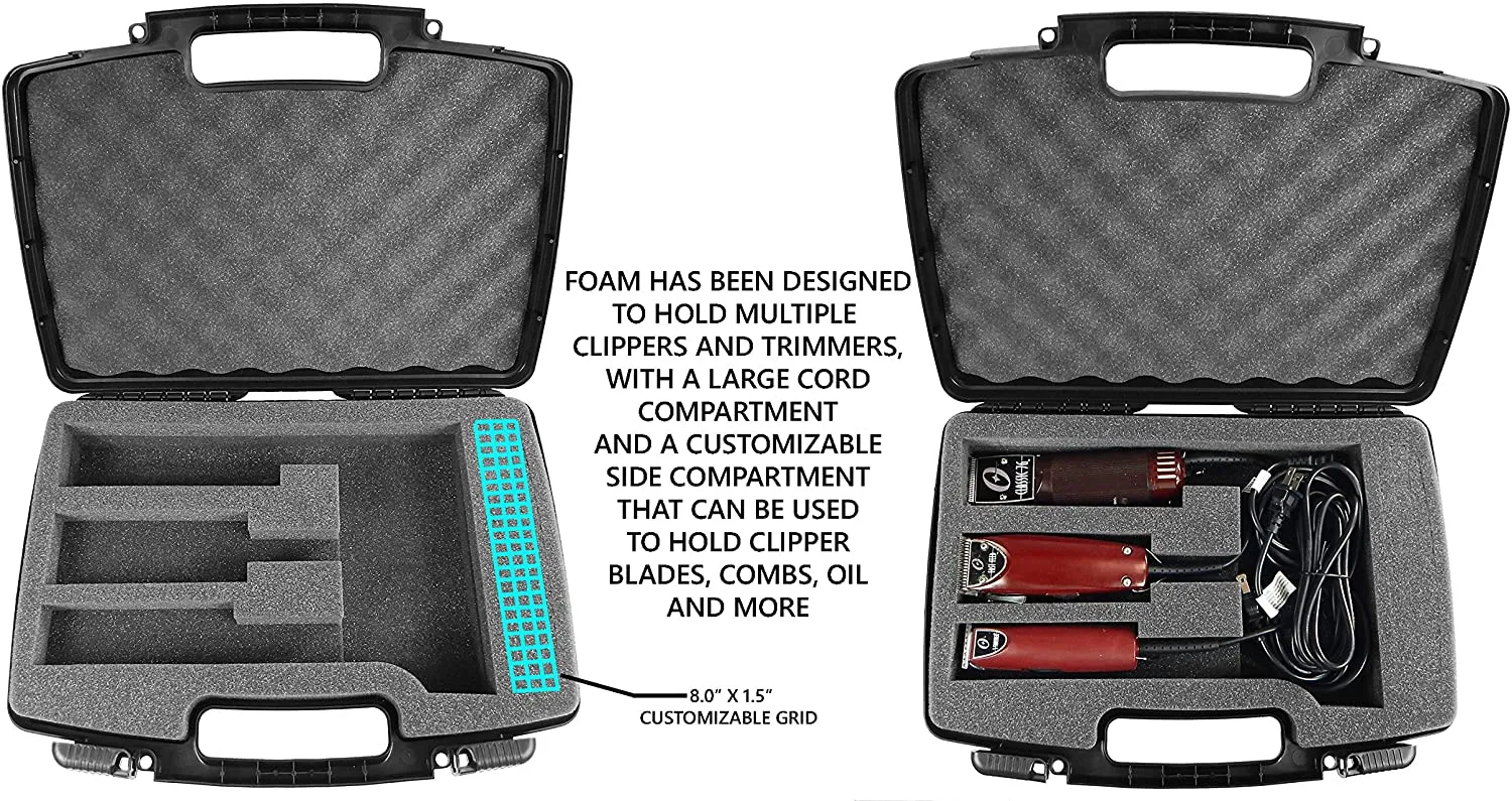 CASEMATIX Barber Case Compatible with Clipper, Trimmer, Finisher - Barber Bag for Stylist Holds Oster Classic 76, Wahl, Andis and Other Accessories