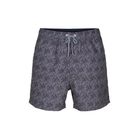 Cedric Printed Swim Shorts - Dark Navy / White