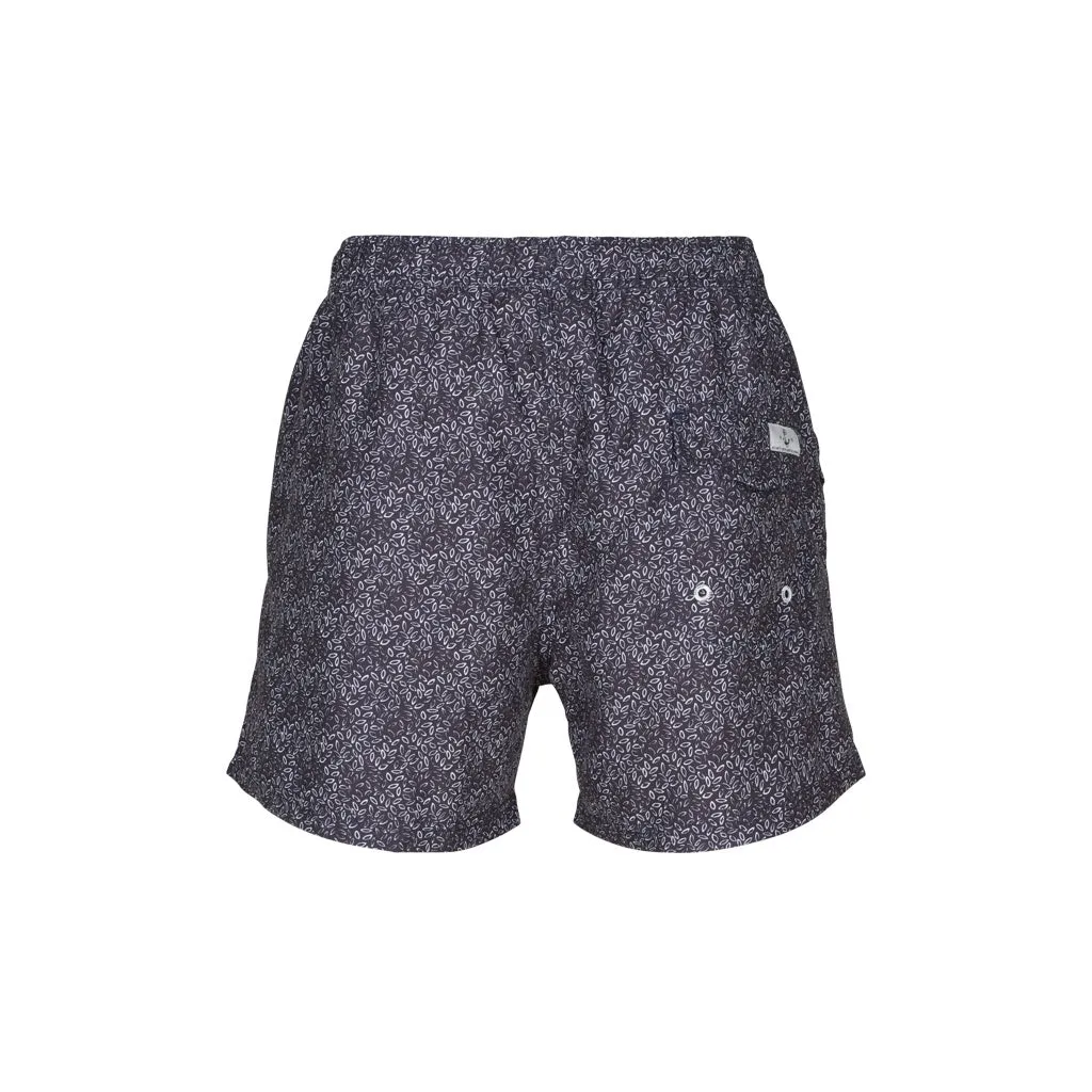 Cedric Printed Swim Shorts - Dark Navy / White