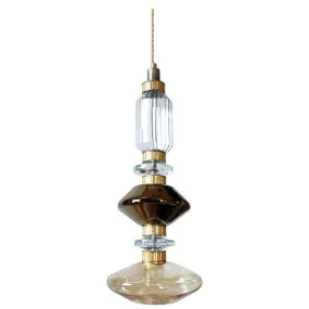 Ceiling Lamp Pyrex Glass Amber, Bronzed or Chrome finish , Gold Mosaic Insert