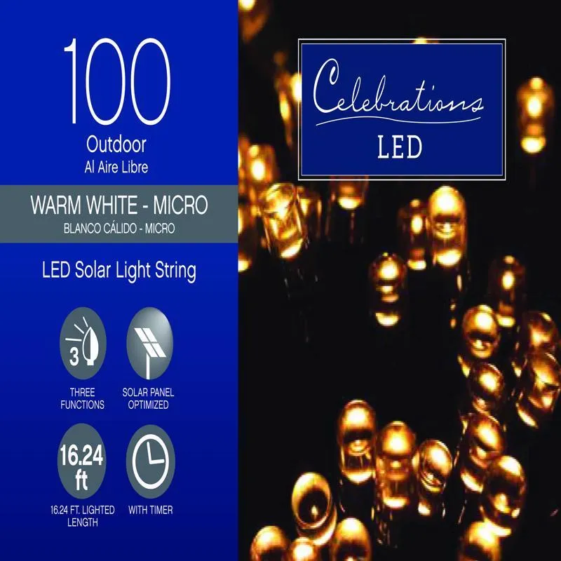 Celebrations LED Micro/5mm Clear/Warm White 100 ct String Christmas Lights 16.24 ft.