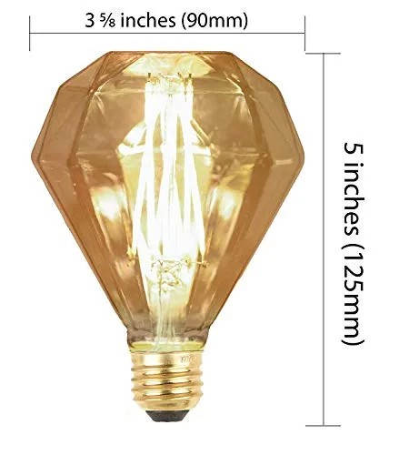 Citra Edison Diamond Shape LED Bulb,Vintage LED Filament Light Bulb, 3000k Warm White White, 80W Incandescent Equivalent, E26/27 Medium Base Lamp for Restaurant,Home,Reading Room,Office,