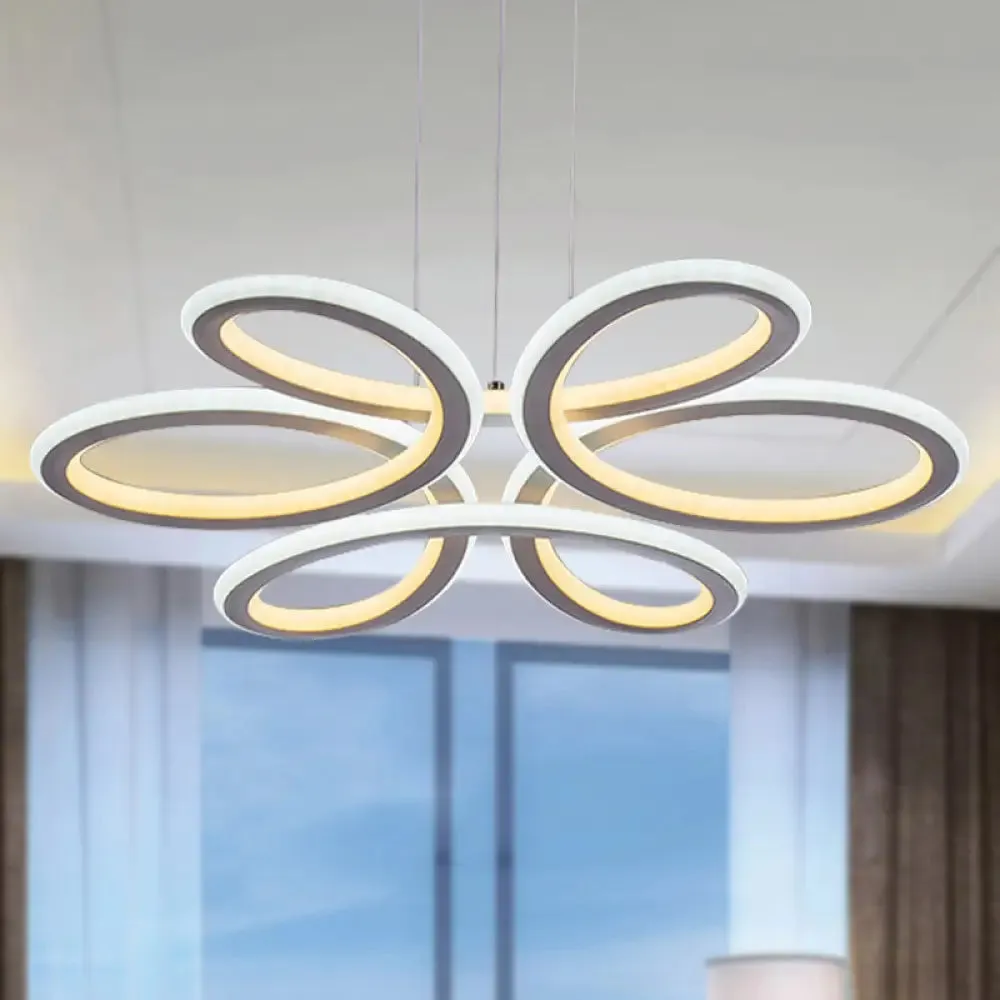 Contemporary Petals LED Chandelier Pendant for Dining Room - Warm/White Light