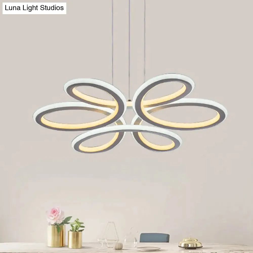 Contemporary Petals LED Chandelier Pendant for Dining Room - Warm/White Light