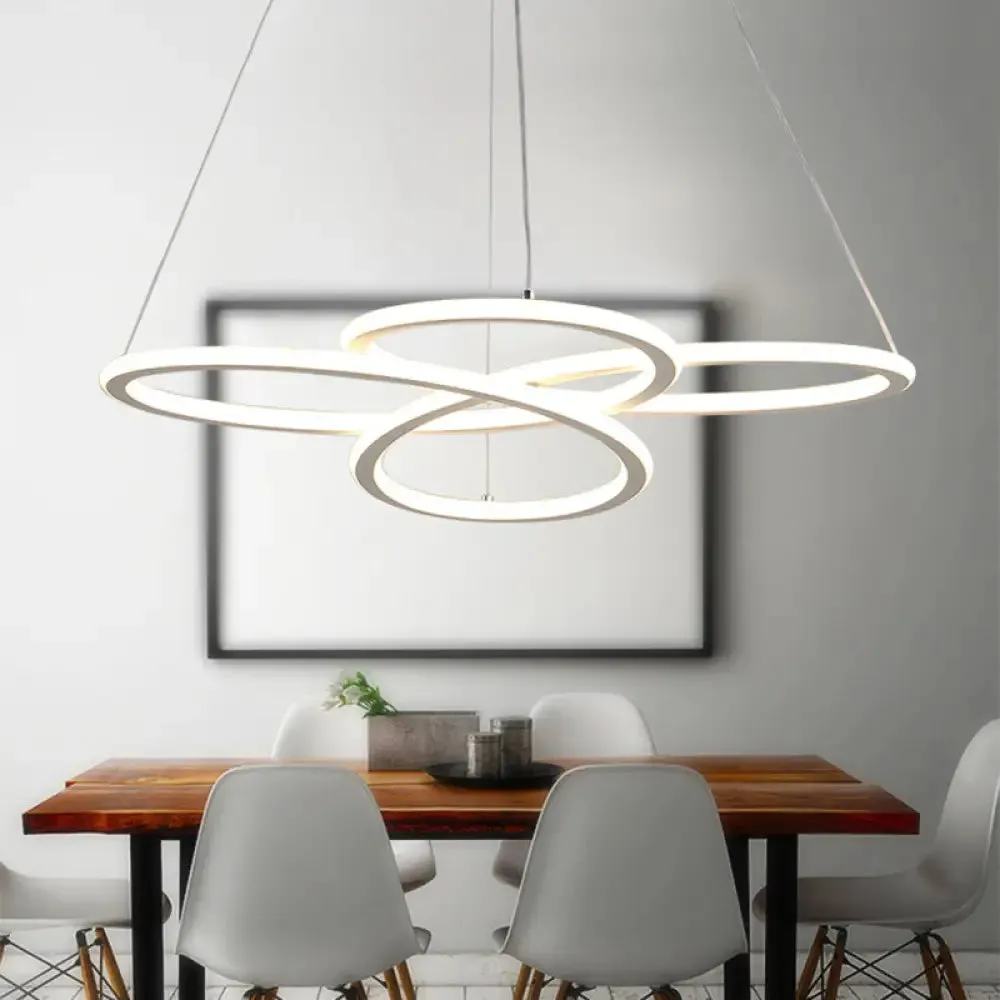 Contemporary Petals LED Chandelier Pendant for Dining Room - Warm/White Light