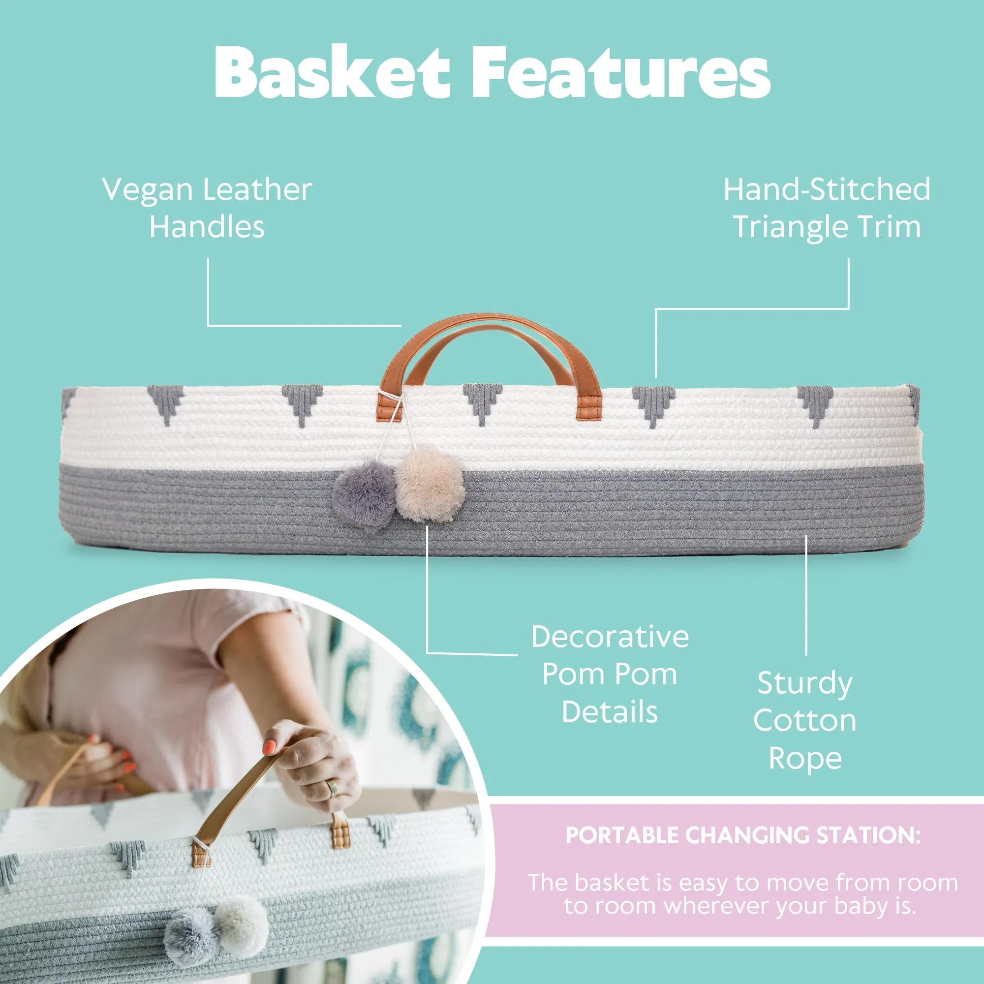 Cotton Rope Baby Changing Basket Set