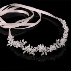 Crystal Rhinestone Bridal Headpieces Satin Ribbon Wedding Hair Accessories for Brides Tiaras Crowns Headbands