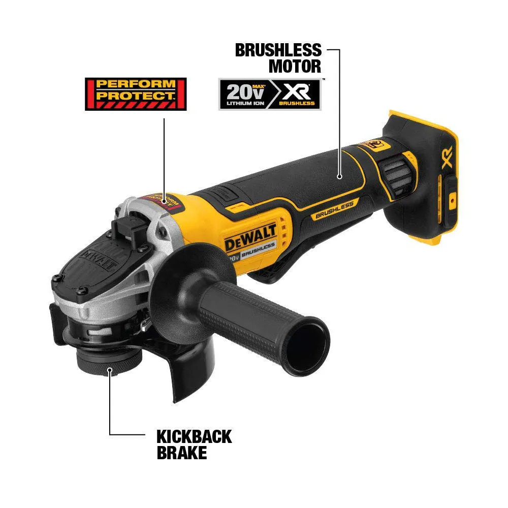 DeWalt DCG413R2 4.5" 20V Paddle Switch S Angle Grinder Kit w/ Kickback Brake