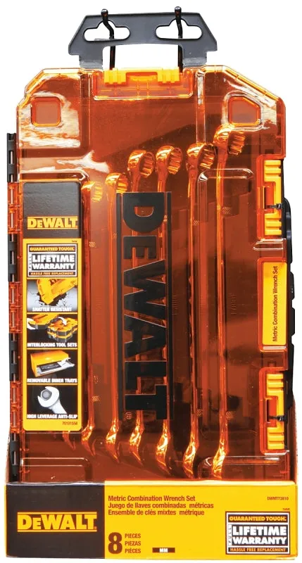 DeWALT DWMT73810 Wrench Set, 8-Piece, Polished Chrome, Specifications: Metric Measurement :SET: QUANTITY: 1