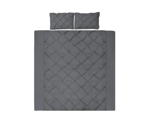 Diamond Pintuck Quilt Cover Set - Charcoal