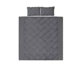 Diamond Pintuck Quilt Cover Set - Charcoal