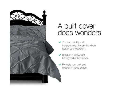 Diamond Pintuck Quilt Cover Set - Charcoal