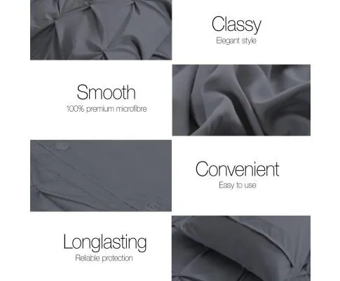 Diamond Pintuck Quilt Cover Set - Charcoal