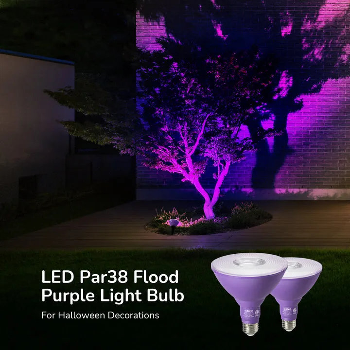 Dimmable 18W(120W Equivalent) E26 Base Purple Flood Light Bulb, 2 Pack-HLBP38B