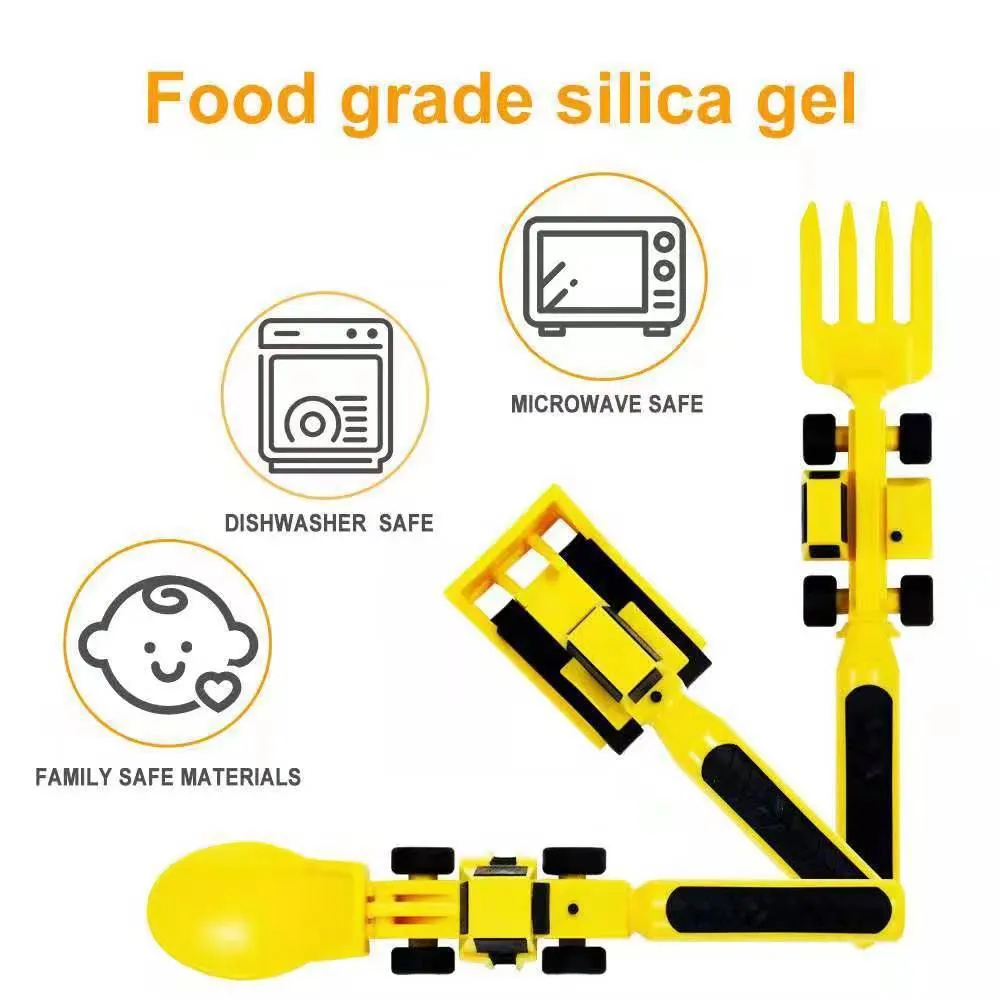 Dinneractive Car Bulldozer Excavator Shovel Machine Fork Shovel Children's Tableware