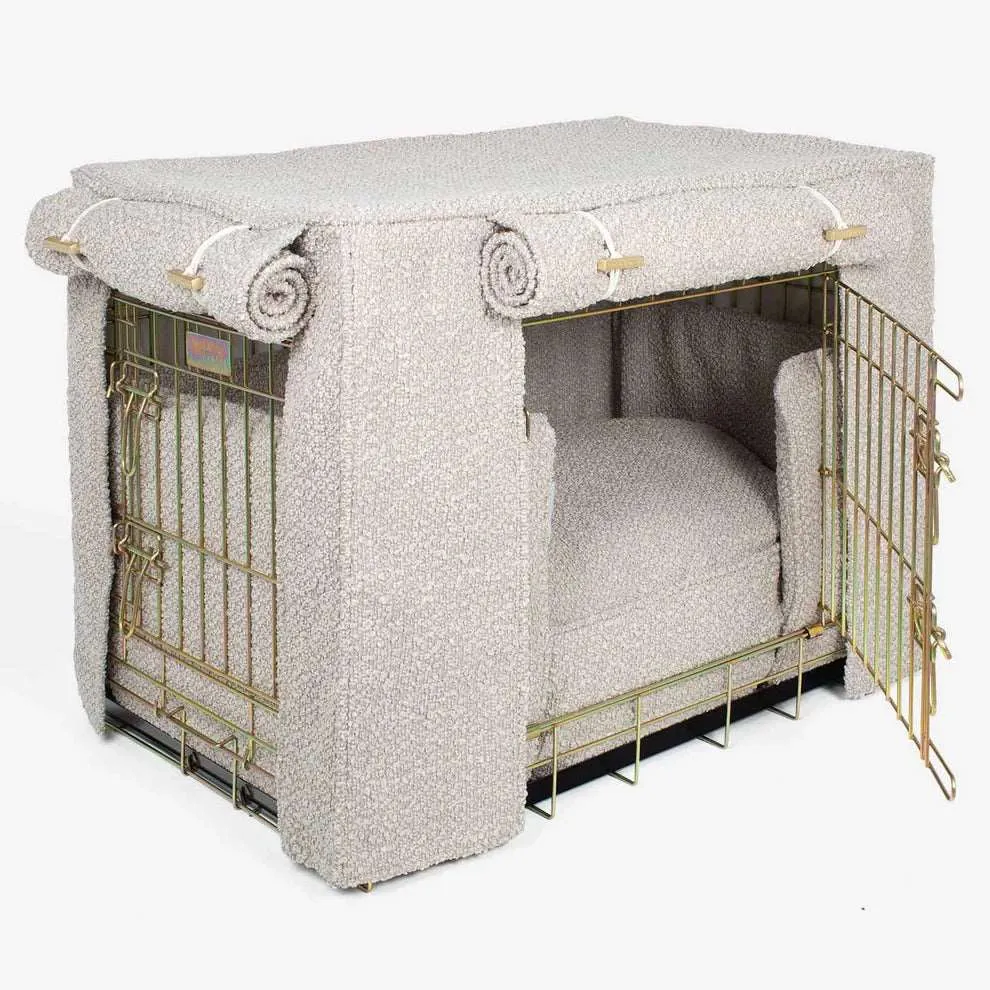 Dog Crate Set In Mink Bouclé By Lords & Labradors