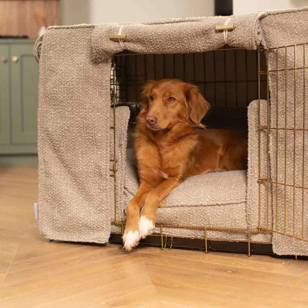 Dog Crate Set In Mink Bouclé By Lords & Labradors