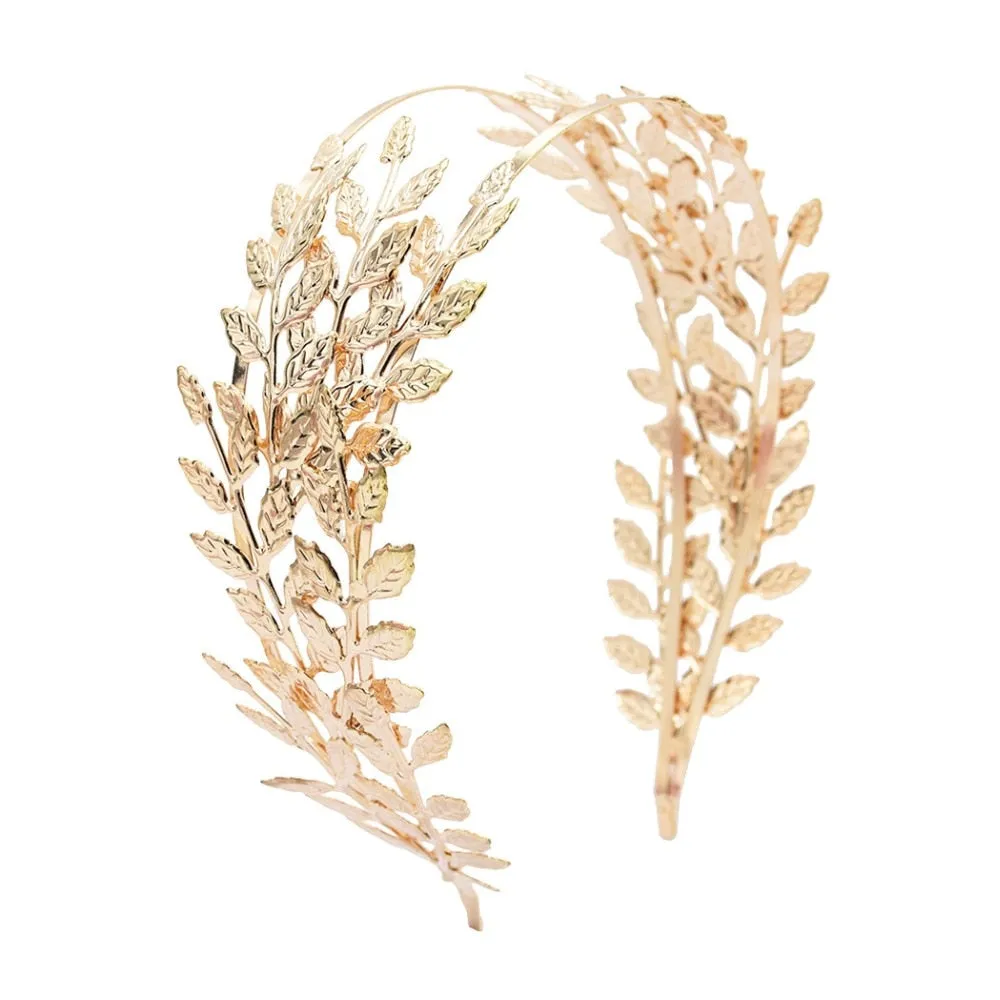 Double Gold Leaves Hairbands Wedding Headpiece Bridal Hair Accessories Wedding