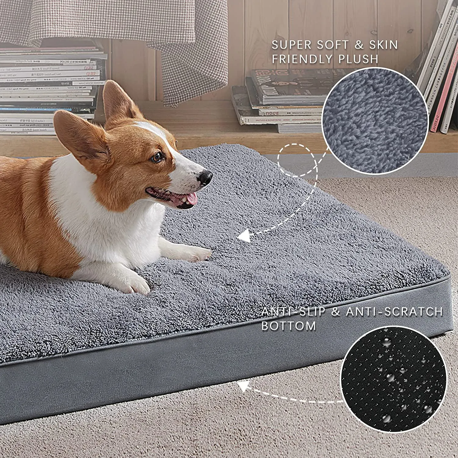 Egg-Crate Foam Dog Bed with Removable Washable Cover-L