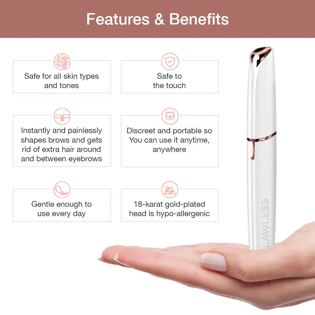 Electric Eyebrow Razor: Finishing Touch Flawless Brows Hair Remover for Women with LED Light - Instant & Painless Hair Removal