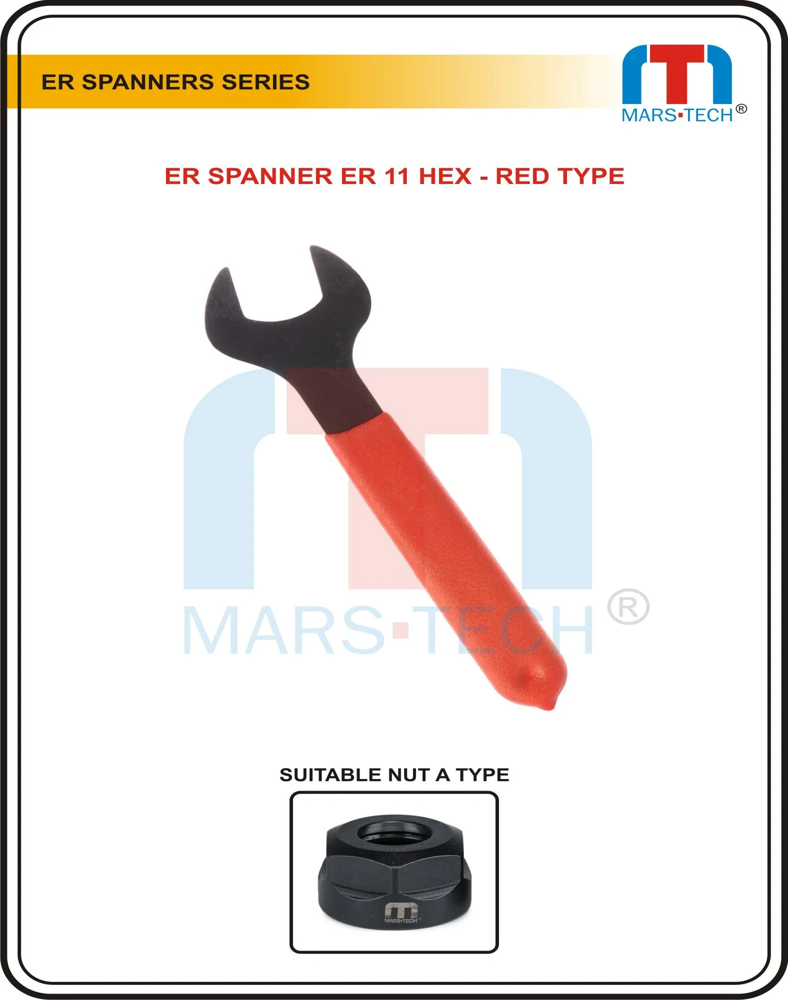 ER 11 M/A Type Spanner Red Grip pack of 1