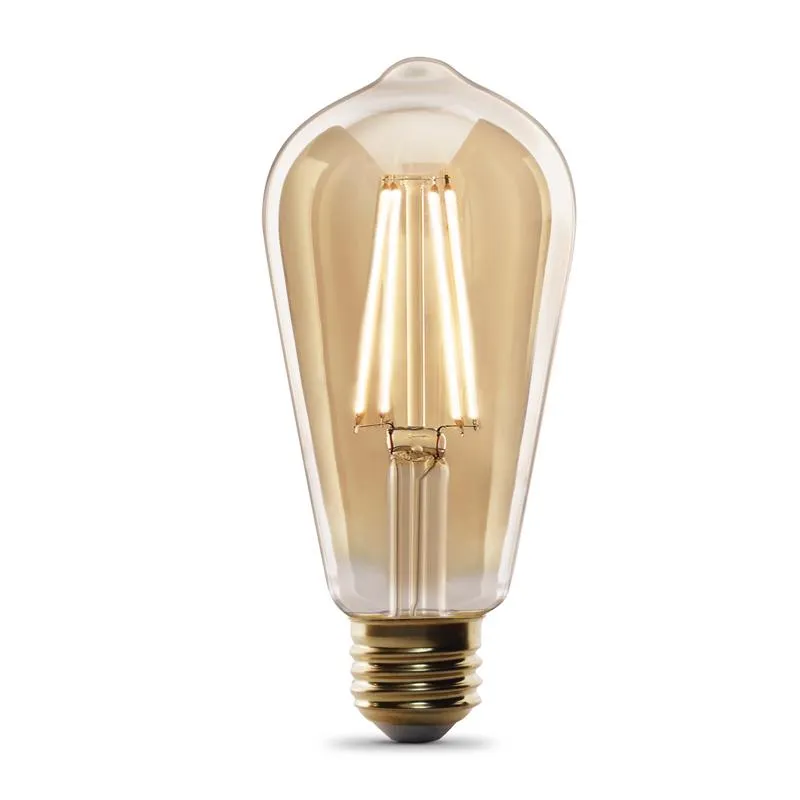 Feit ST19 E26 (Medium) Filament LED Bulb Warm Amber 60 Watt Equivalence 2 pk