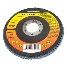 Flap Disc, Type 27, 4-1/2 in x 7/8 in, ZA80